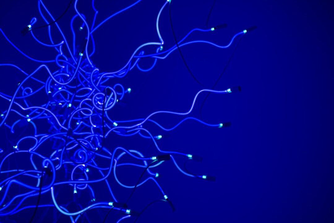 Artificial intelligence neural network visualization with glowing nodes and connections