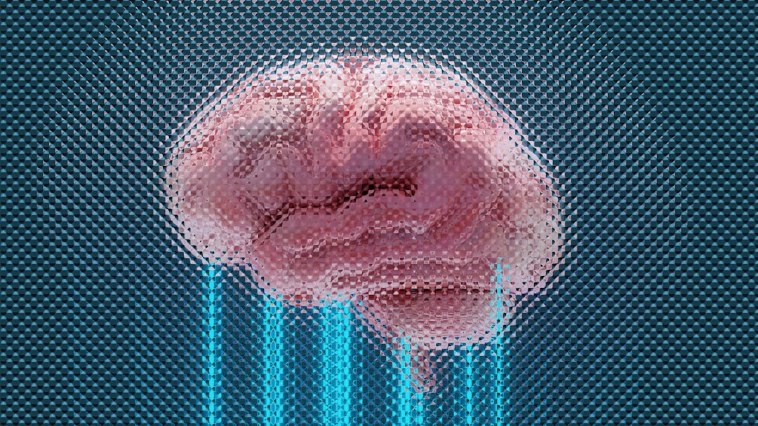 Artificial intelligence concept with digital brain and circuit patterns glowing blue