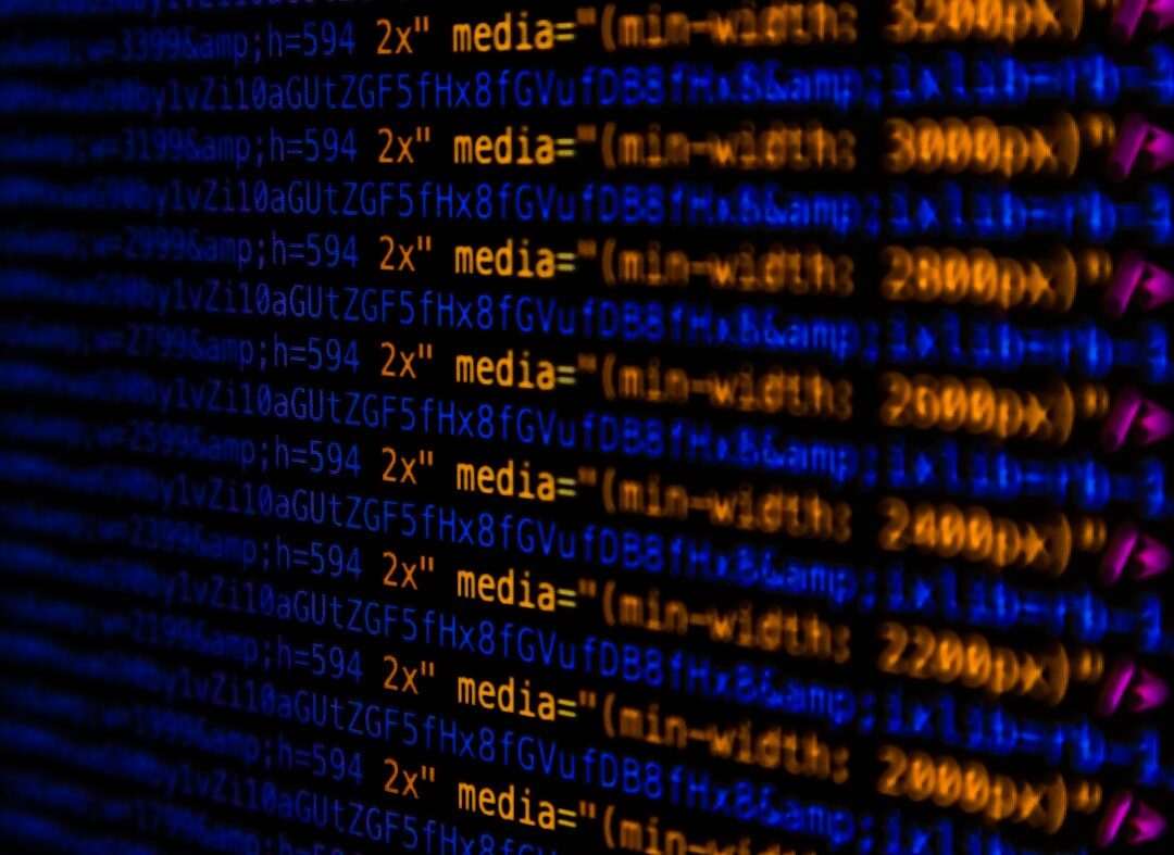 Cybersecurity digital matrix with cascading code on dark background